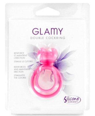 Double cockring rose avec stimulateur de clitoris 